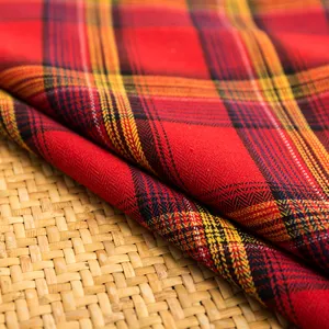 Classic red and black plaid Christmas pillow cover in rustic American retro style