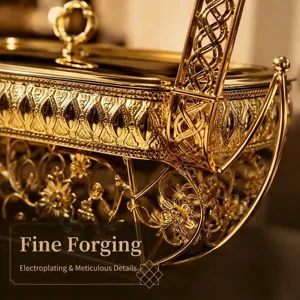 Luxury golden European style buffet server with intricate floral patterns