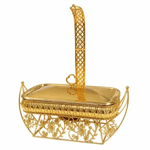 Elegant golden European palace style chafing dish for luxury buffet and hotel catering