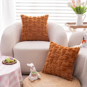 Gemütlicher Plüschkissenbezug mit Karottenmuster im Cream-Style für das Wohnzimmer