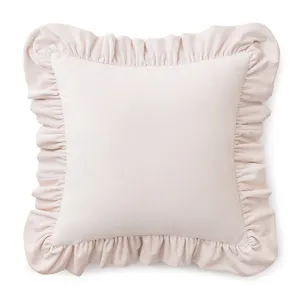Elegant cream velvet cushion cover with decorative ruffles for modern home sofas