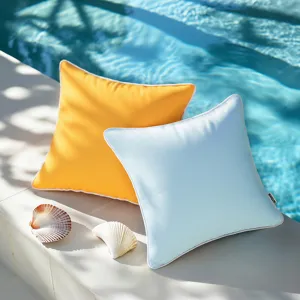 Funda de Almohada de Poliéster Impermeable para Exteriores Con Ribete Blanco Diseño de Contraste Funda de Cojín Decorativa para Jardín