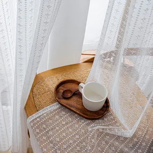 Eleganter französischer bestickter weißer Voile-Vorhang für Wohnzimmer und Balkon
