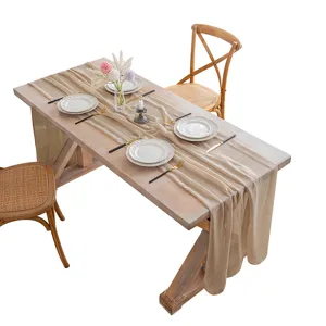 Elegante camino de mesa de gasa de Bali color champán para bodas y decoraciones