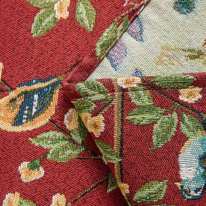 Tovaglia jacquard vintage premium con tessitura dettagliata a motivi floreali e uccelli primo piano