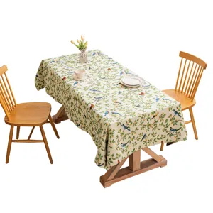 Tovaglia rettangolare vintage con jacquard di fiori e uccelli per tavoli da pranzo e casa