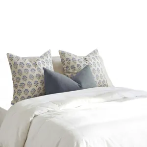 Vintage floral and solid blue decorative pillowcases set for sofa and bedroom decoration