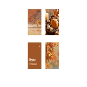 Detail of autumn pumpkin and maple leaf pillowcase patterns with Home More Love text.