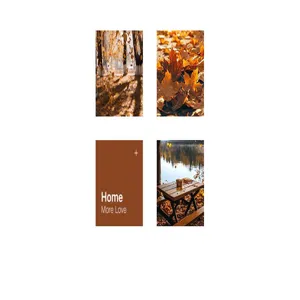 Autumn lifestyle mood board featuring fall leaves and lake scenery for home decor
