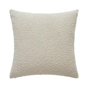 Eleganter quadratischer cremefarbener Bouclé-Dekokissenbezug für das moderne Sofa