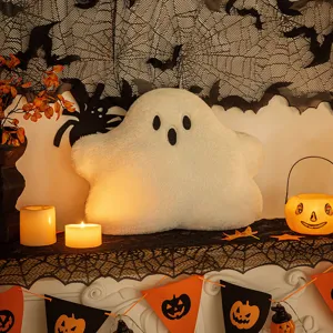 Divertido Cojín de Peluche Fantasma de Halloween Adorable Cojín con Forma de Rompecabezas Peluche Suave de Poliéster para Fiesta