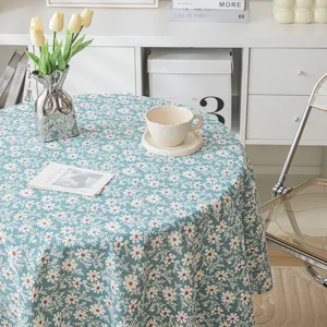Ins Style Tassel Floral Tablecloth Rectangular Cotton Dust Cover For Dining Table Coffee Table Pastoral Home Decor Printed Daisy Pattern