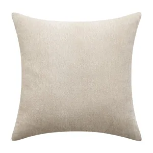 Hochwertiger beige Chenille-Kissenbezug mit klassischer Fischgräten-Strukturierung