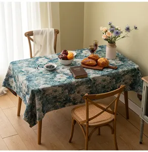 Detailed view of American Moroccan style rectangular floral jacquard retro tablecloth