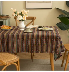 Bohemian style colorful jacquard rectangular tablecloth for home dining room decoration