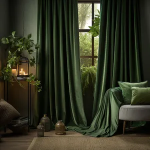 Solid Color Grommet Velvet Curtains Blackout Heat Insulating Velvet Window Drapes For Living Room Bedroom Sun Protection Curtains