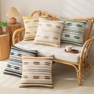 Moroccan style tufted cotton thread throw pillow covers for bohemian sofa decor