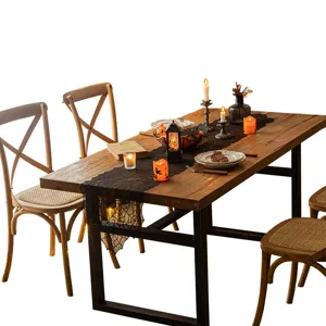 Halloween black lace spider web table runner for festive rustic party table decoration