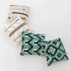 Nordic Bohemian Tufted Cushion Cover Moroccan Geometric Rhombus Tassel Pillowcase For Sofa Couch Bed Home Decor Polyester