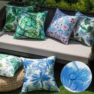 Tropical leaf outdoor waterproof cushion cover set for patio garden sofa furniture decor