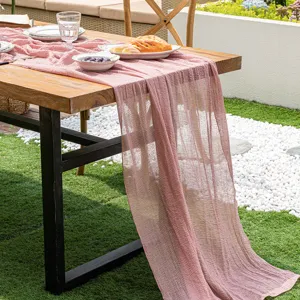 Runner da tavola in garza rosa rustico per matrimoni e feste
