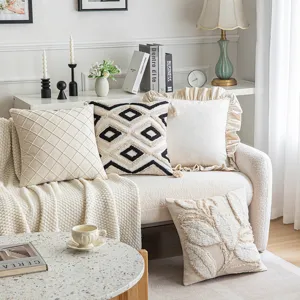 Nordic Ins Style Tufted Geometric Decorative Pillow Cover Square Ruffle Edge Sofa Cushion Case For Living Room Bedroom Home Decor