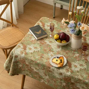 Elegant American Moroccan style vintage floral jacquard rectangular tablecloth for dining room