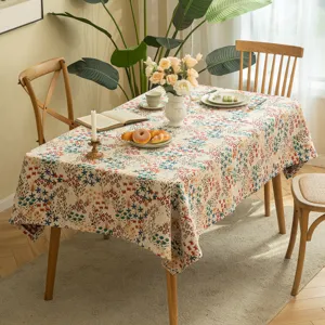 Rectangular floral jacquard tablecloth for American-style dining table home decoration