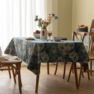 Vintage American Moroccan style rectangular floral jacquard tablecloth for elegant dining