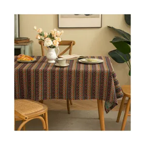Elegant vintage Bohemian style jacquard rectangular tablecloth for home dining room decoration