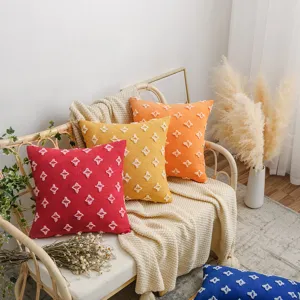 Nordic style cotton throw pillow covers with tufted star patterns for sofa decor