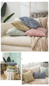 Moderne Kissenbezüge aus Baumwollleinen mit geometrischem Zickzack-Muster für Sofas