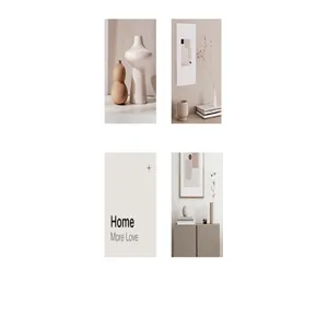 Juego de cuatro láminas decorativas minimalistas en tonos neutros beige y terracota