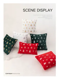 Set of cozy plush Christmas pillow covers with sequin tree and snowflake embroidery