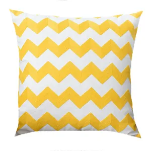 Fodera per cuscino moderna con ricamo chevron giallo e trama 3D in stile nordico