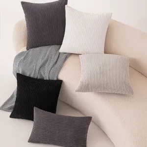 Modern Nordic corduroy striped decorative pillowcases for sofa in multi-color set