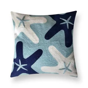 Housse de coussin moderne style méditerranéen avec broderie d'étoile de mer pour canapé