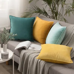 Ultra Soft Velvet Cushion Cover Piped Edge Decorative Throw Pillow Case Solid Color Plush Pillowcase For Sofa Hotel Home Decor