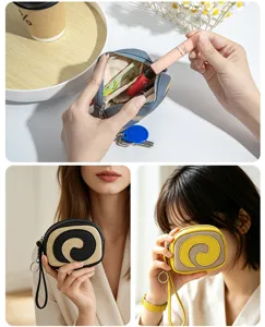 Kreative Leder-Münzbörse im Swiss-Roll-Stil zur Aufbewahrung von Lippenstiften.