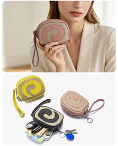 Kreative Leder-Geldbörse im Swiss Roll-Design mit Handschlaufe für Schlüssel und Karten