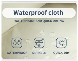 Makrodetail der wasserdichten und schnell trocknenden Stofftextur einer Reisetolietten-Tasche