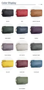 Variété de couleurs pour portefeuilles longs en cuir véritable avec dragonne et double zip