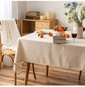 Tovaglia rettangolare a righe beige in stile giapponese per decorazione tavola casa