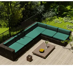Durable teal waterproof outdoor sofa cushion covers for garden wicker sectionals