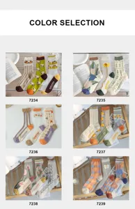 Collection of various women's breathable crystal silk mesh socks with floral patterns