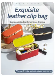 Mini-Clip-Tasche aus echtem Leder zur Aufbewahrung von Lippenstift und Schmuck