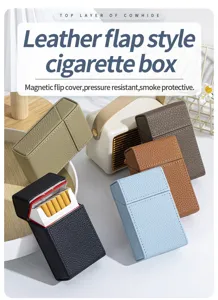 Estuche de cigarrillos de cuero vacuno de primera con tapa magnética de colores