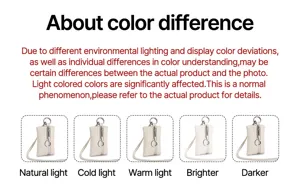Detailed guide showing leather neck coin purse color variations under different lighting