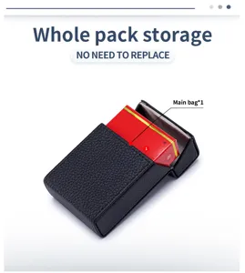 Funda de cuero negro de lujo para cigarrillos con capacidad para un paquete entero