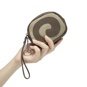 Kreative Schweizer Rolle Geldbörse aus echtem Leder mit Handgelenkschlaufe und Schlüsselring